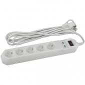 USF-5es-1.5m-USB-W Сетевой фильтр ЭРА (белый) с заземл, 3x0,75мм2, с выкл, 5гн+2USB, 1.5м - купить в Владивостоке