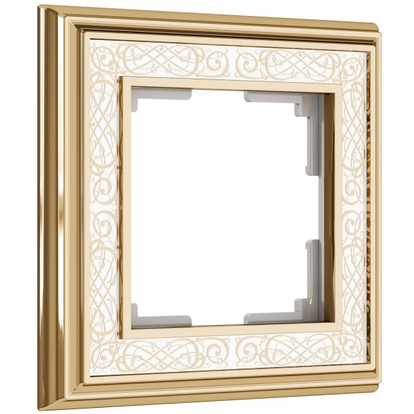 Рамка на 1 пост WL77-Frame-01 Palacio Gracia (золото/белый) - купить в Владивостоке